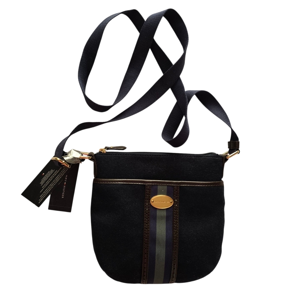 NWT Tommy Hilfiger Navy Green Fabric Crossbody Bag
